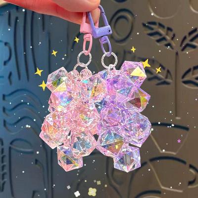 Chaveiro Criativo de Cacho de Uva com Diamantes e Contas Translúcidas - Charme de Bolsa Versátil e Fofo e Pequeno Presente