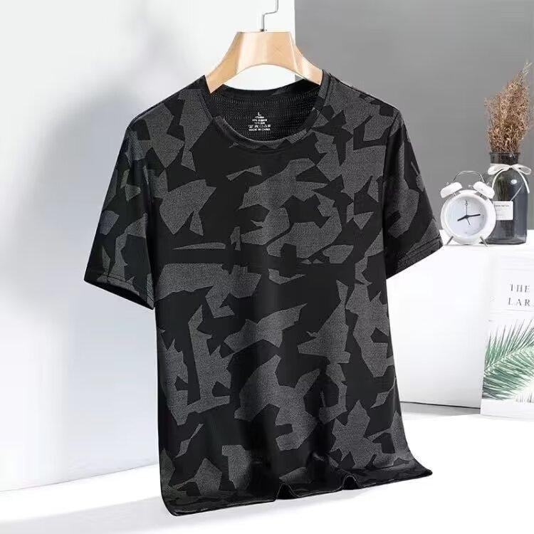 Ice Silk Men's Summer Casual Camo Round Neck Pullover Quick Drying T-shirt Summer Top Casual Quick Drying Sports T-shirts