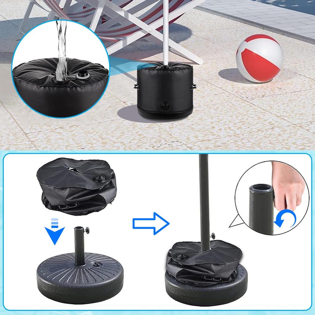 Parasol Base Stand 40L PVC Water-Filled Type Umbrella Base Weight Bag with Handle Tent Fixing Weight Bag Garden Parasol Stand Windproof Foldable Banne