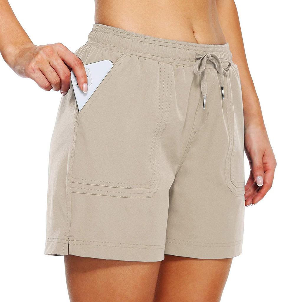Women's  Color Workout Hidden Pockets Athletic Shorts Legs Beach Pants