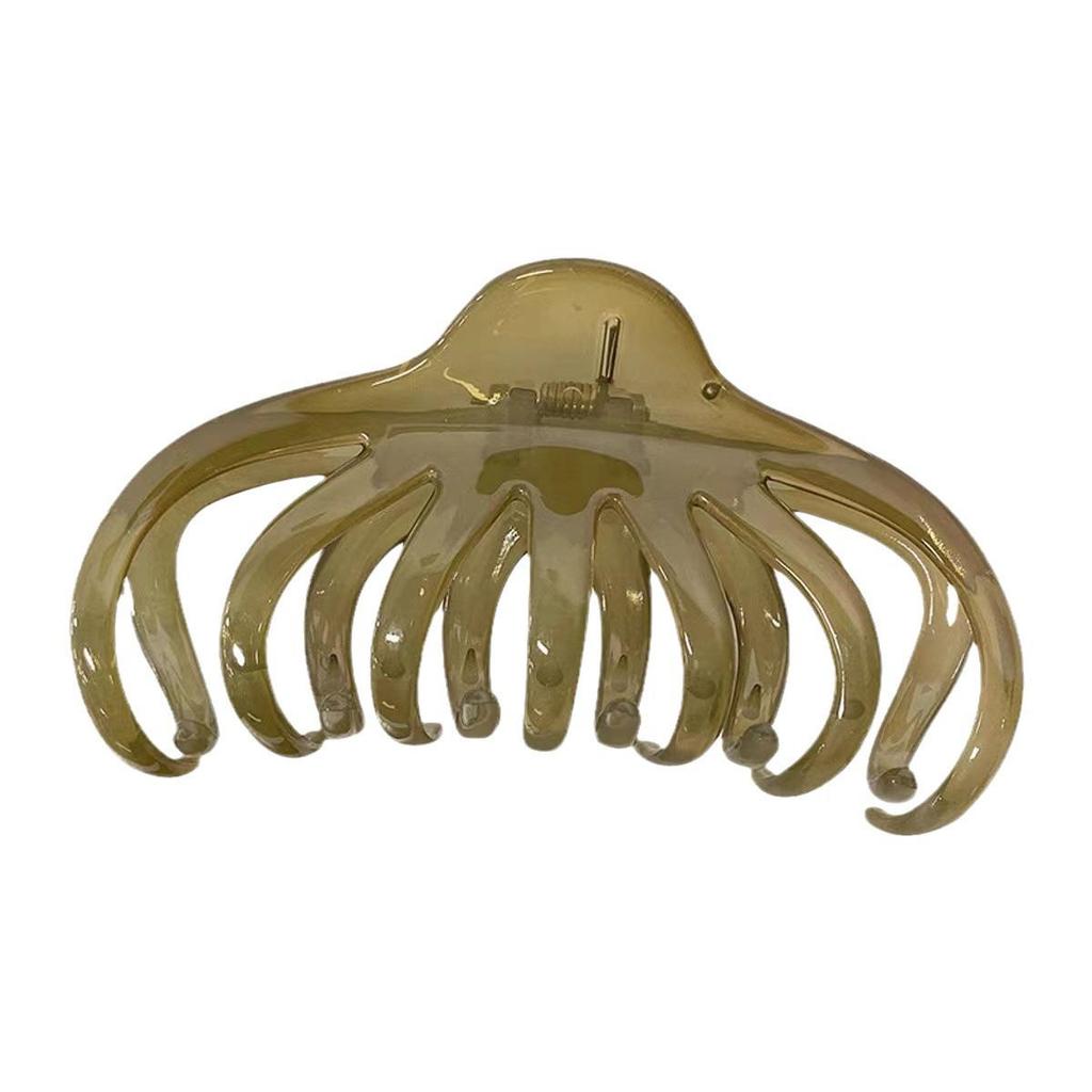 Large Retro Jelly Color Octopus Hair Claw for Women - Elegant French Hair Clip for Thick Hair, Perfect for Buns.