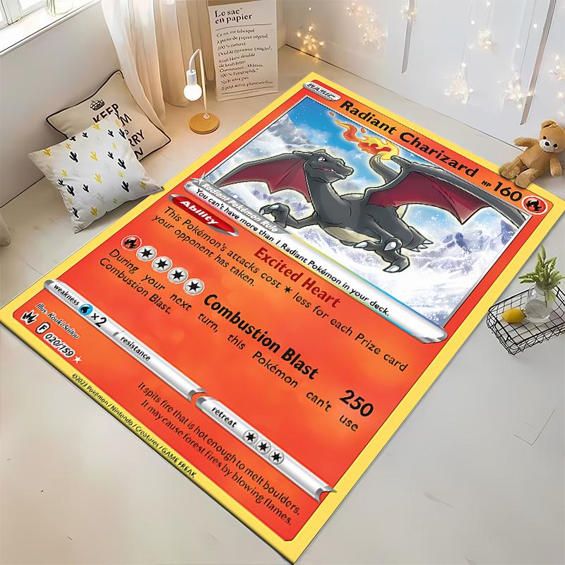 Potdemiel Japanese Anime Pokemon Charizard Card Pattern Carpets Bedroom Mats Rug Bedroom Decor Carpet Crawl Mat Christmas Gift