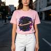 Space Black Cat Graphic T Shirt Galaxy Saturn Cat Print Unisexs Unisexs Cotton Crew Neck Casual Y2k Top Oversized Tee Harajuku