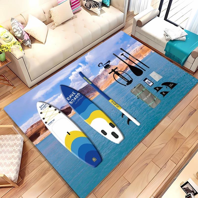 Surfboard Theme 3D Printing Large Area Carpet for Home Living Room Childrens Bedroom Mat Sofa Doormat  Floor Rug Anti-slip Decor
