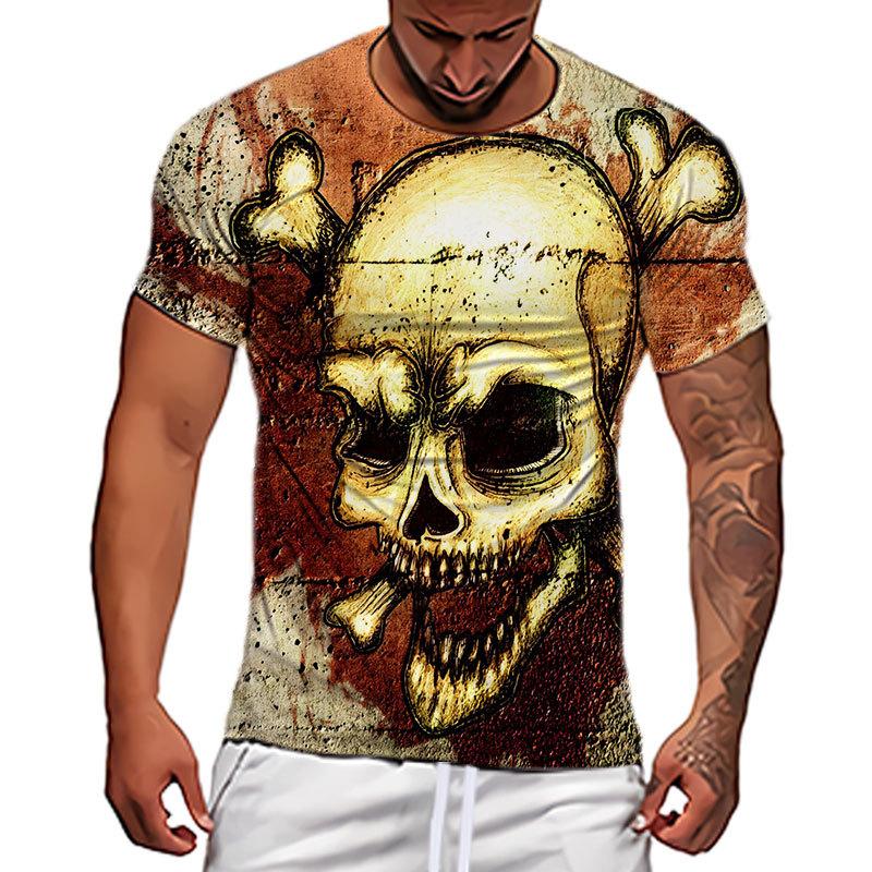 Popular Blood Handprint 3D Printed Pattern Street Men's Casual Loose T-shirt