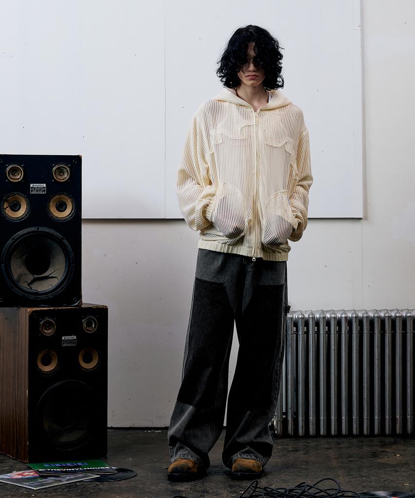 Thevinylhouse Mesh Grid Jacket Ivory