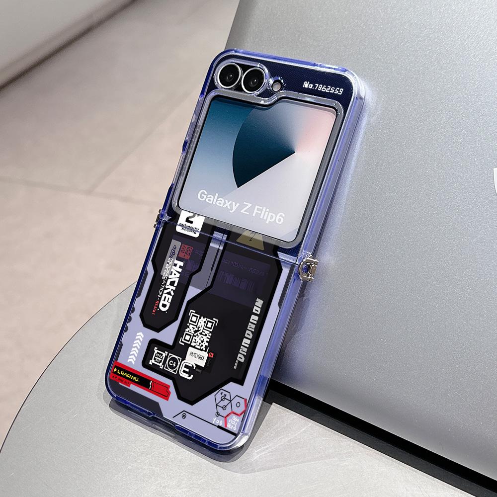 

Hacker Creative Mecha Metal Connector Phone Case for Samsung Galaxy Z Flip3 Flip4 Flip5 Flip6 Flip7 Candy Color Soft TPU Cover Samsung Z Flip4 5G