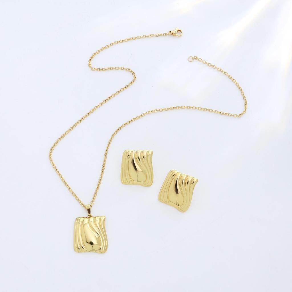 Luxury Geometric Leaf & Flower Earrings Necklace Set