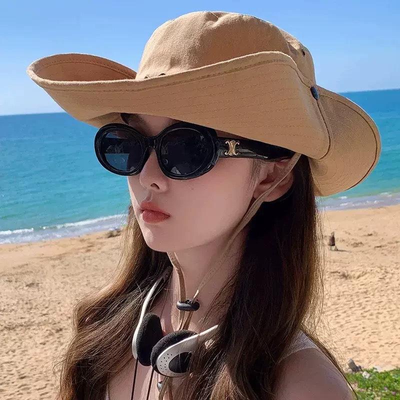 Popular Outdoor Retro Bucket Hat Summer Hiking Fishing Sun Protection Sun Hat Mountaineering Shade Western Cowboy Hat
