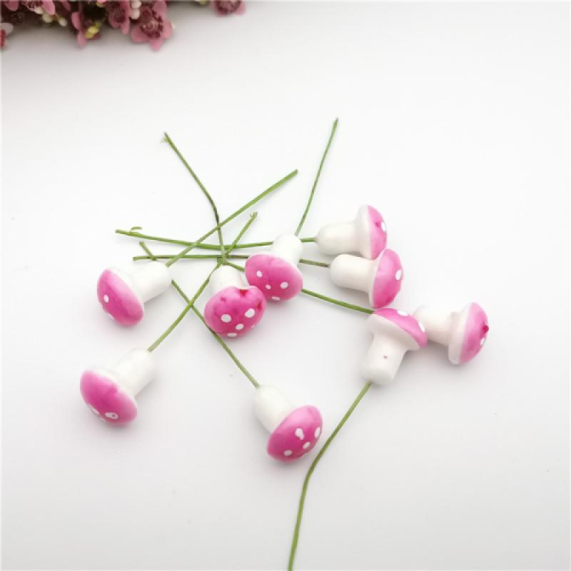 

5pcs Simulation color mushroom birthday cake decoration mushroom cartoon modeling scene decoration глибокий рожевий колір