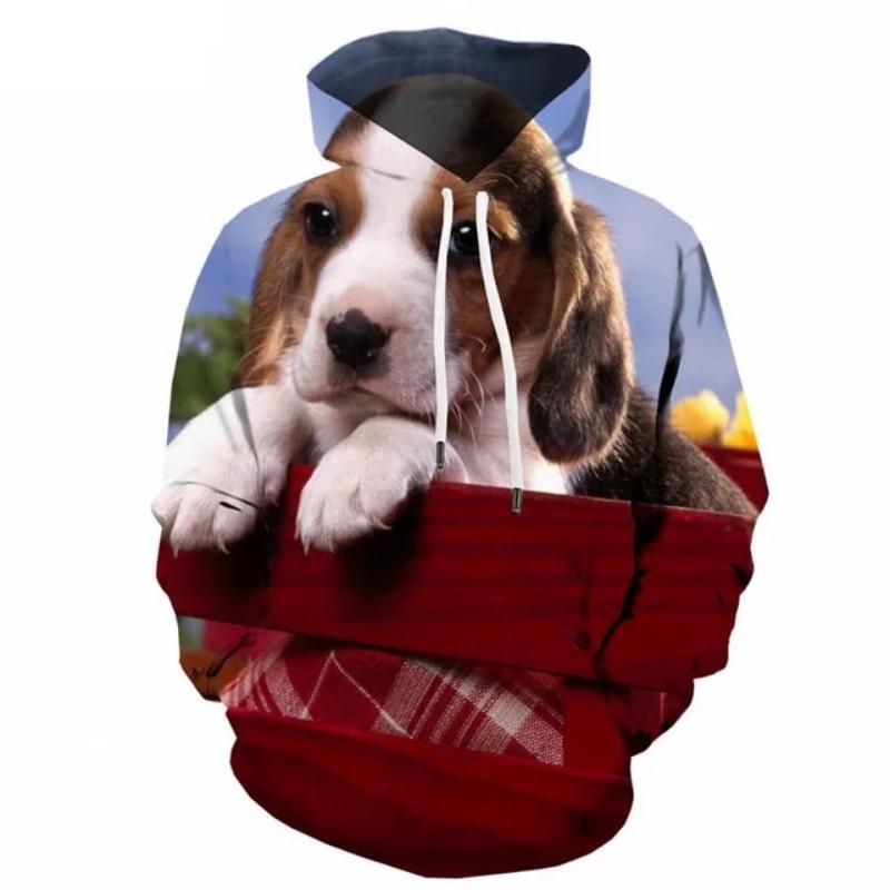 Christmas Cute Dog Hoodie For Men 3d Printed Animal Sweatshirt Harajuku Kids Hooded Tops Casual New Year Long Sleeves Hoodies