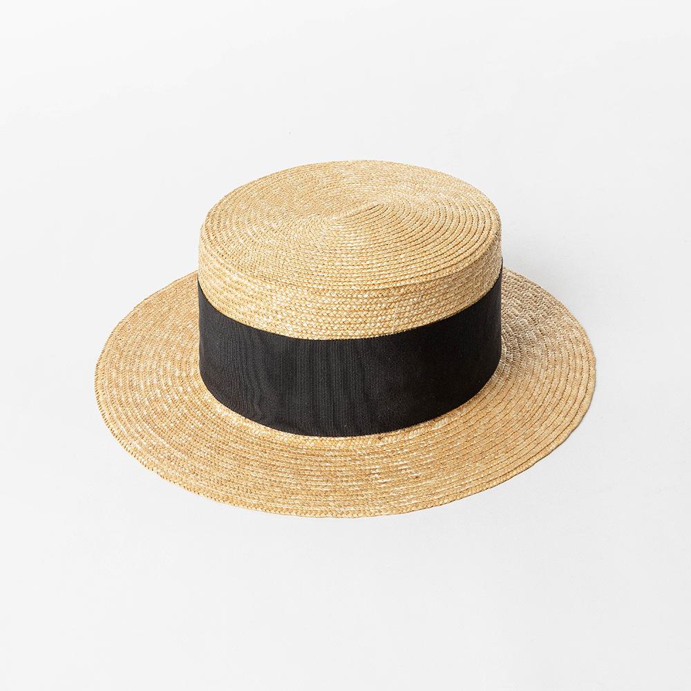 Spring and summer new fashion casual wide webbing fine straw flat top straw hat outdoor travel sunscreen sunshade straw hat tide