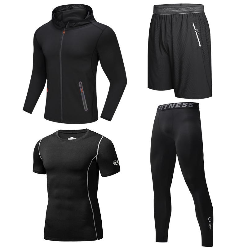 Outdoor Men's Quick-Dry Two-Piece Running Suit for Spring and Autumn.