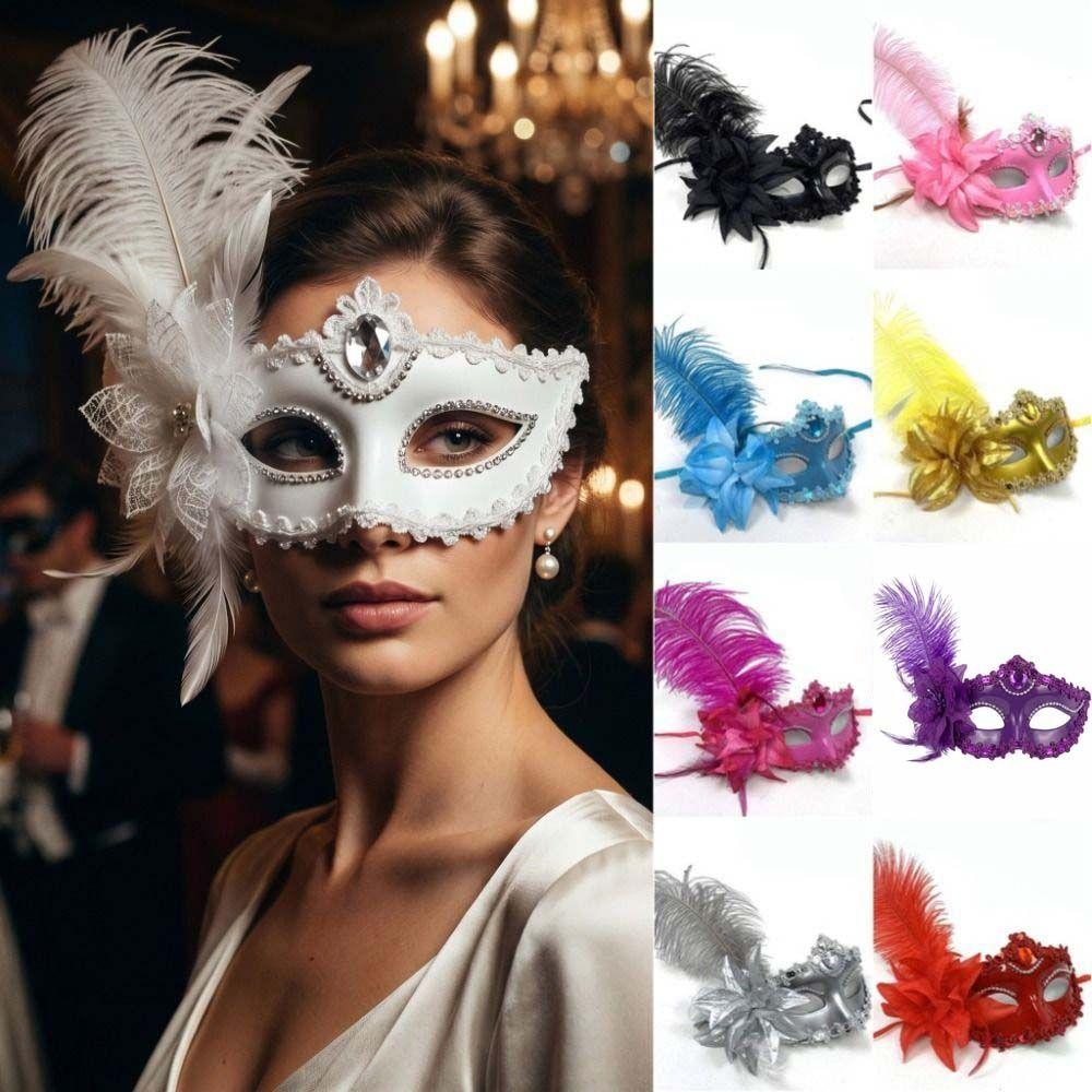 Blumen Feder Maske Mehrfarbig Halloween Festival Party Maske Kostüm Halbgesichtsmaske Damen