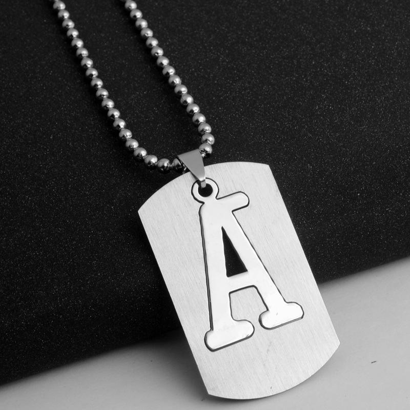 HNSP Stainless Steel Initials Pendant Chain Necklace For Men Women 26 Letter Name Accessories