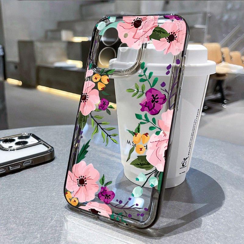 Cute Art Flower Phone Case For iPhone 16 15 14 13 12 11 Pro Max Mini X XS XR SE 7 8 Plus Shockproof Non-Slip Soft Cover Fundas