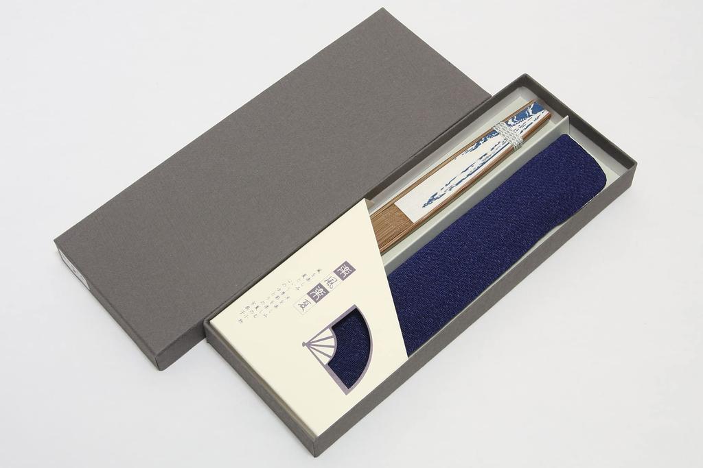 Faltbarer Kyoto-Handwerker mit Fächer in Papierbox [Hasegawa] Herrenfächer, Gefertigt, Etui, (Karpfen Design)