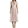 Women's clothing, new spring models in Europe and America, elegant temperament printed V-neck suspender long dress dress