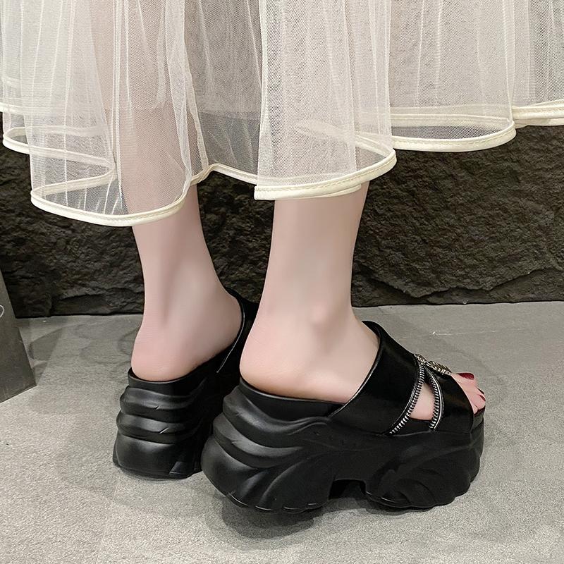 High Platform Sandals Women Wedge High Heels Summer Buckle Crystal Chunky Sandalias Beach Slippers Zapatos Mujer 9CM