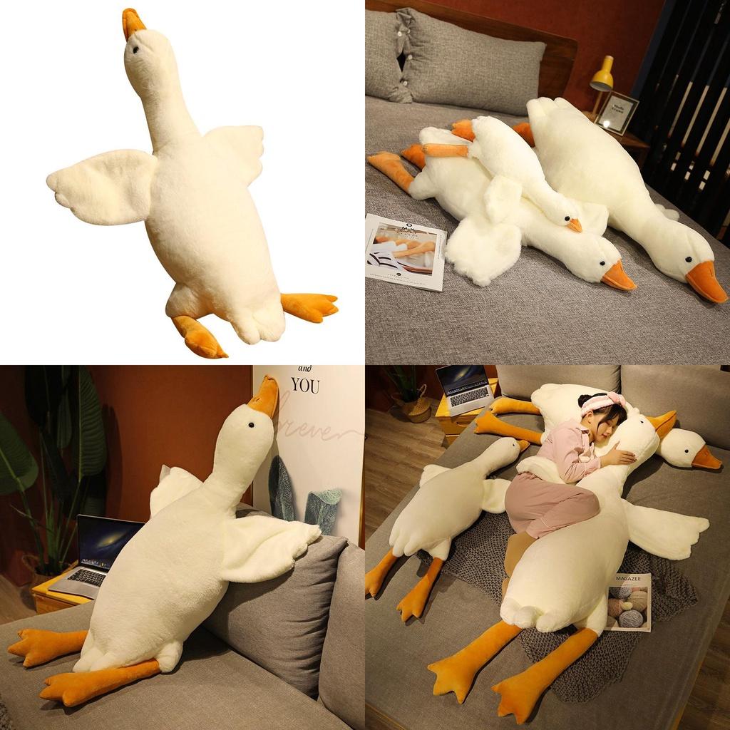 Huge 19.7/35.4/51.2in White Goose Plush Sleeping Toy Cushion For Kids