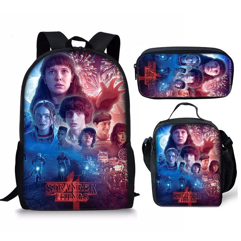 Stranger Things 4-Piece Set: Student Backpack, Shoulder Bag, and Pencil Case CLE