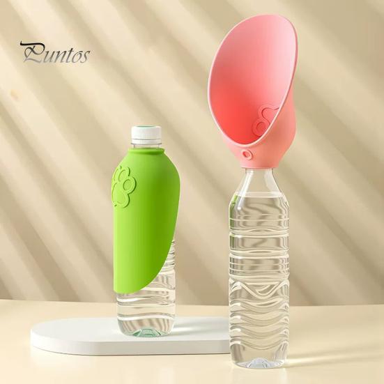Dog Walking Water Feeder Bottle Adapter, Silicone Foldable Pet Drinking Cup, Portable Adapter Feeder, Leak-Proof Dispenser for Standard Bottles