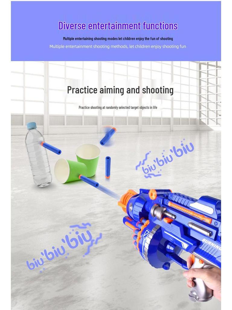 Kids' Electric Rapid-Fire Soft Bullet Gatling Toy Gun