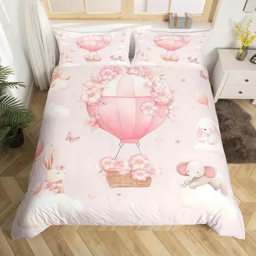 Hot Air Balon Soft Duvet Cover Soft Duvet Cover Featuring Hot Air Balon Patern Suitable for Children Kids Adult Peoples Soft Warm Breathable