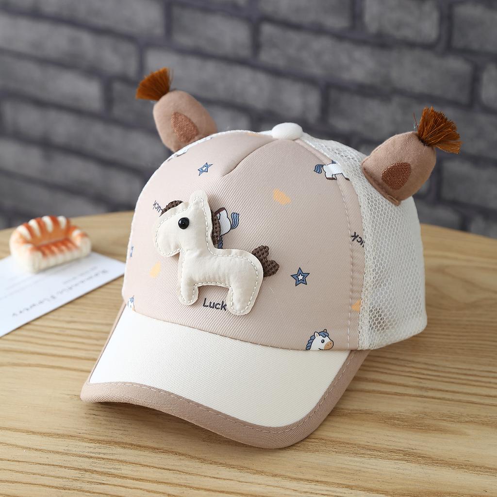 Children's Pony Figurine Net Cap  Summer Girl's Mesh Baseball Cap  Boy's Outdoor Sun Protection Fedora Hat