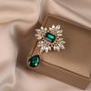 Court Jewel Brooch Female Emerald Crystal Square Corsage Suit Clothing Emerald Set with Diamonds