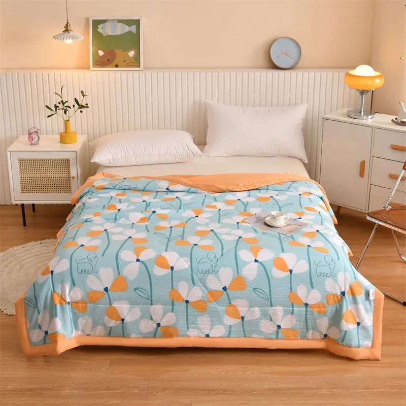 Cute Zoo Animals Print Quilt Bedspreads Children Adults Thin Comforter Summer Quilt Single Double Bed Air-Condition Bed Blanket