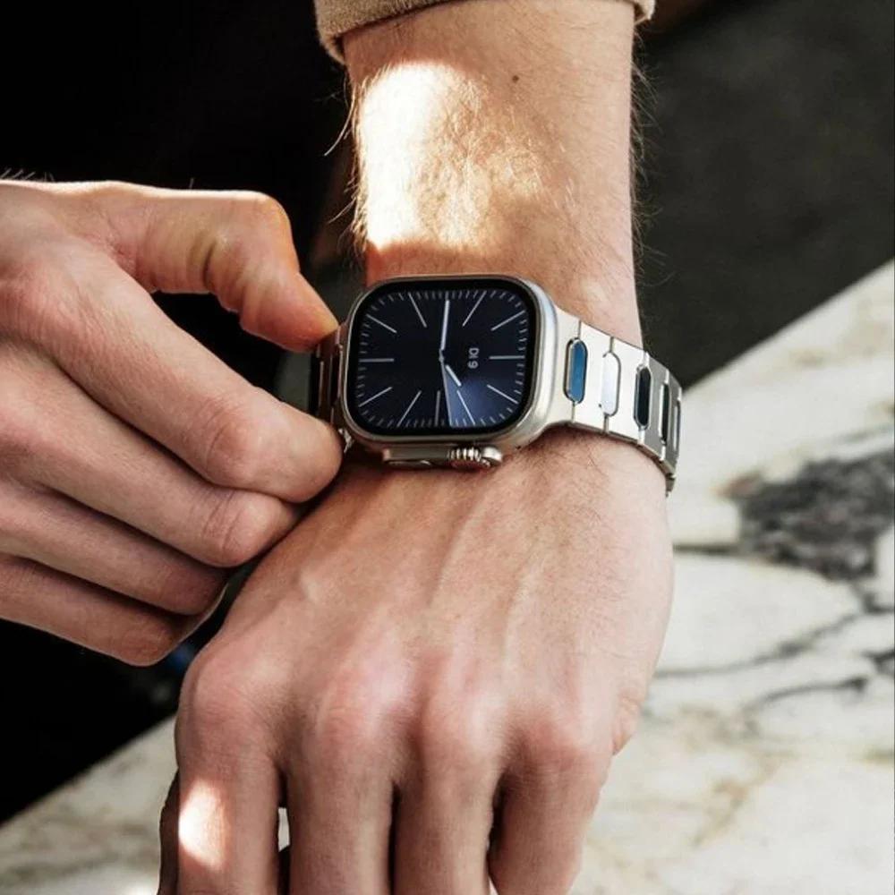 Πολυτελές Βραχιόλι Τιτανίου Για Apple Watch 10 46mm Ultra 2/1 49mm Μεταλλικό Ανδρικό Λουράκι Για iWatch Series 9 8 7 6 5 se 42mm 44mm 45mm Correa