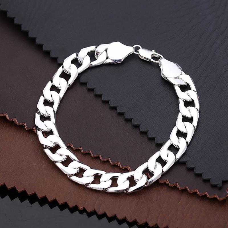 

Vintage Classic Simple Flat Curb Cuban Chain Bracelet Punk Jewelry Gothic 6mm срібний