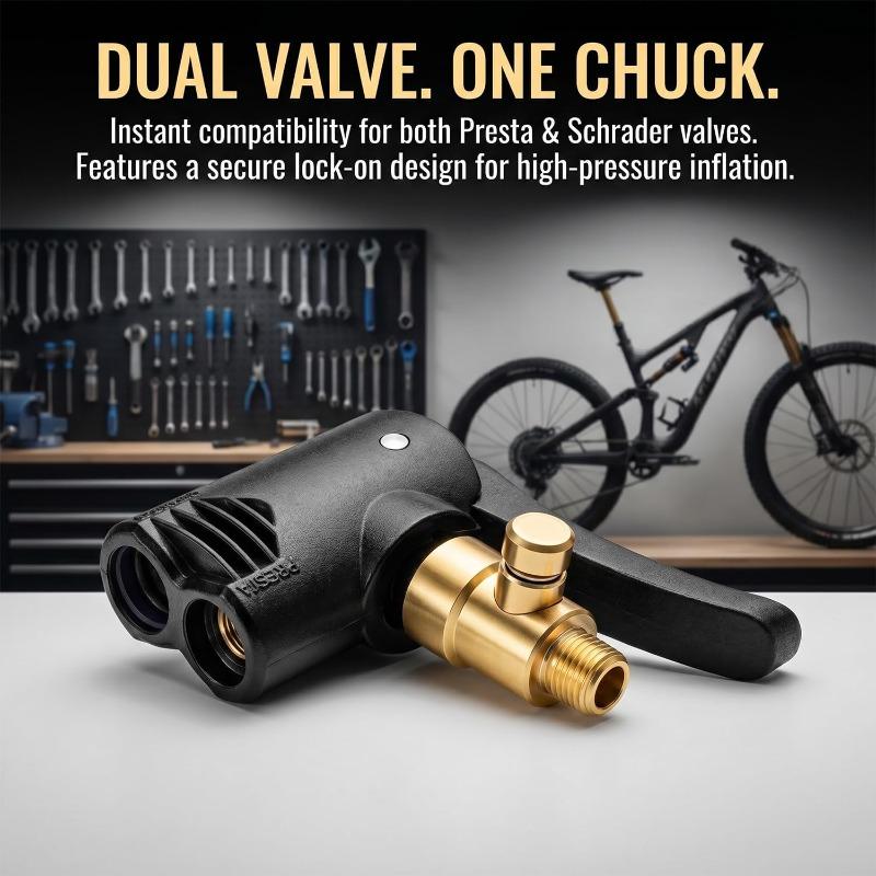 Valve Connector Durable Universal 2-in-1 Bicycle Pump Nozzle Adapter Metal Air Chuck for Car Motorcycle Bike Tire Inflator Tool
