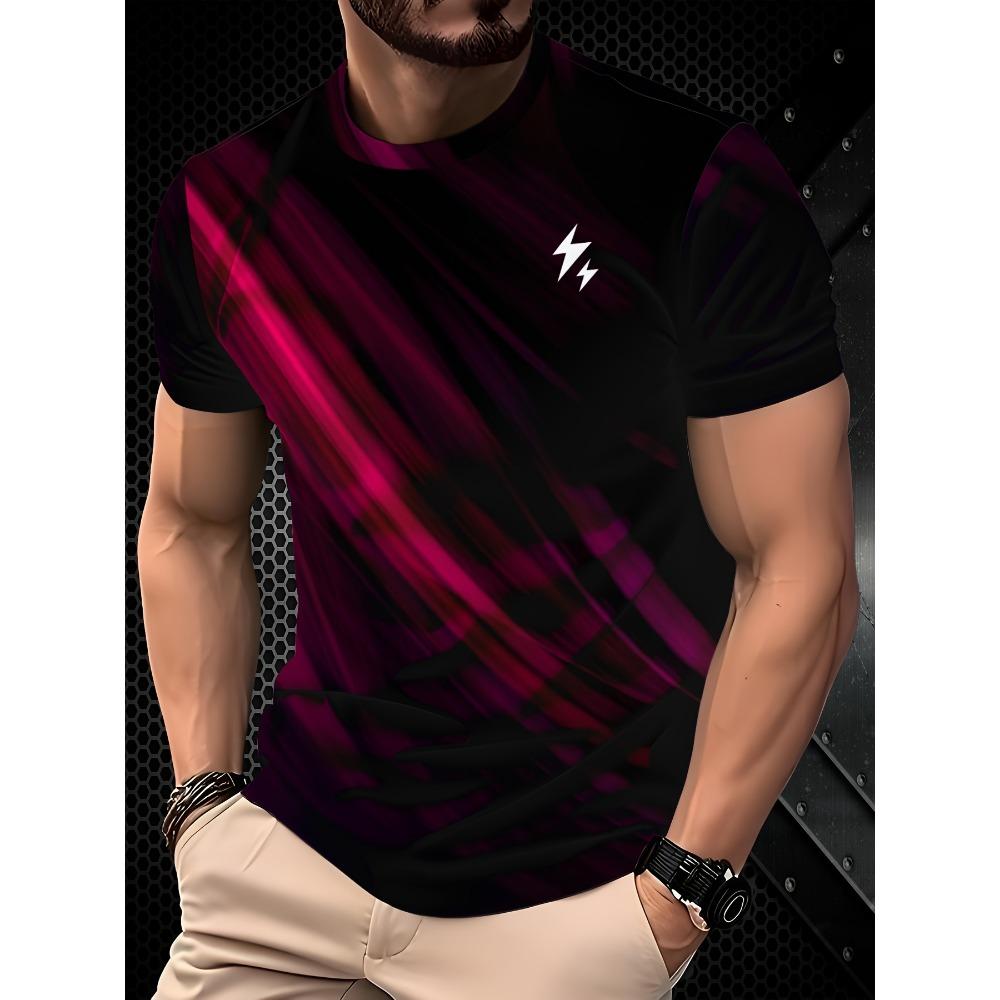 Men's Short Sleeved T-shirt, Fashionable Men's Short Sleeved Shirt, Casual Striped Pattern T-shirt, Oversized Clothes