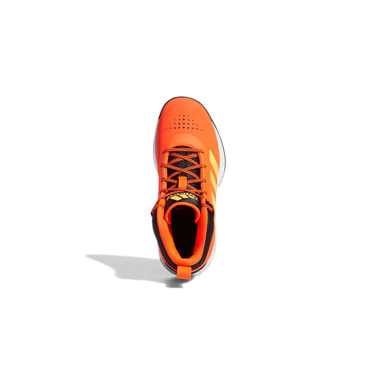 Adidas Cross Em Up 5 K Wide Durable Non-Slip Mid-Top Retro Basketball Shoes Kids Sneakers Orange Black GZ0090