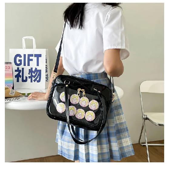 Kawaii Patent Leather Handbags Women Transparent PVC Itabag Women Tote Bag New Japanese Shoulder Bag Women Small JK Bag Ita Bag