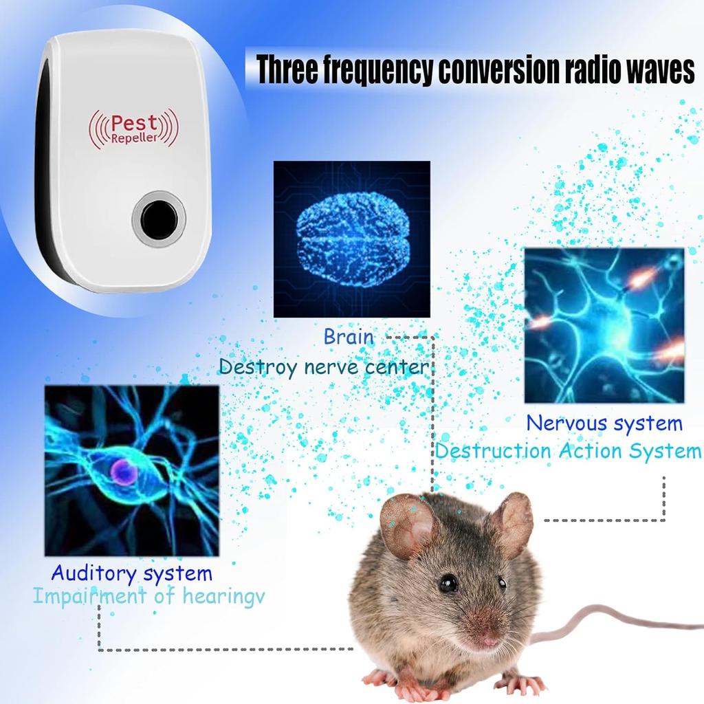 Ultrasonic Mice and Rats, Ultrasonic Mouse Device, Ultrasonic Pest Repeller for Indoor Mouse Repellent Device for Insects, Mosquitoes, Cockroaches,