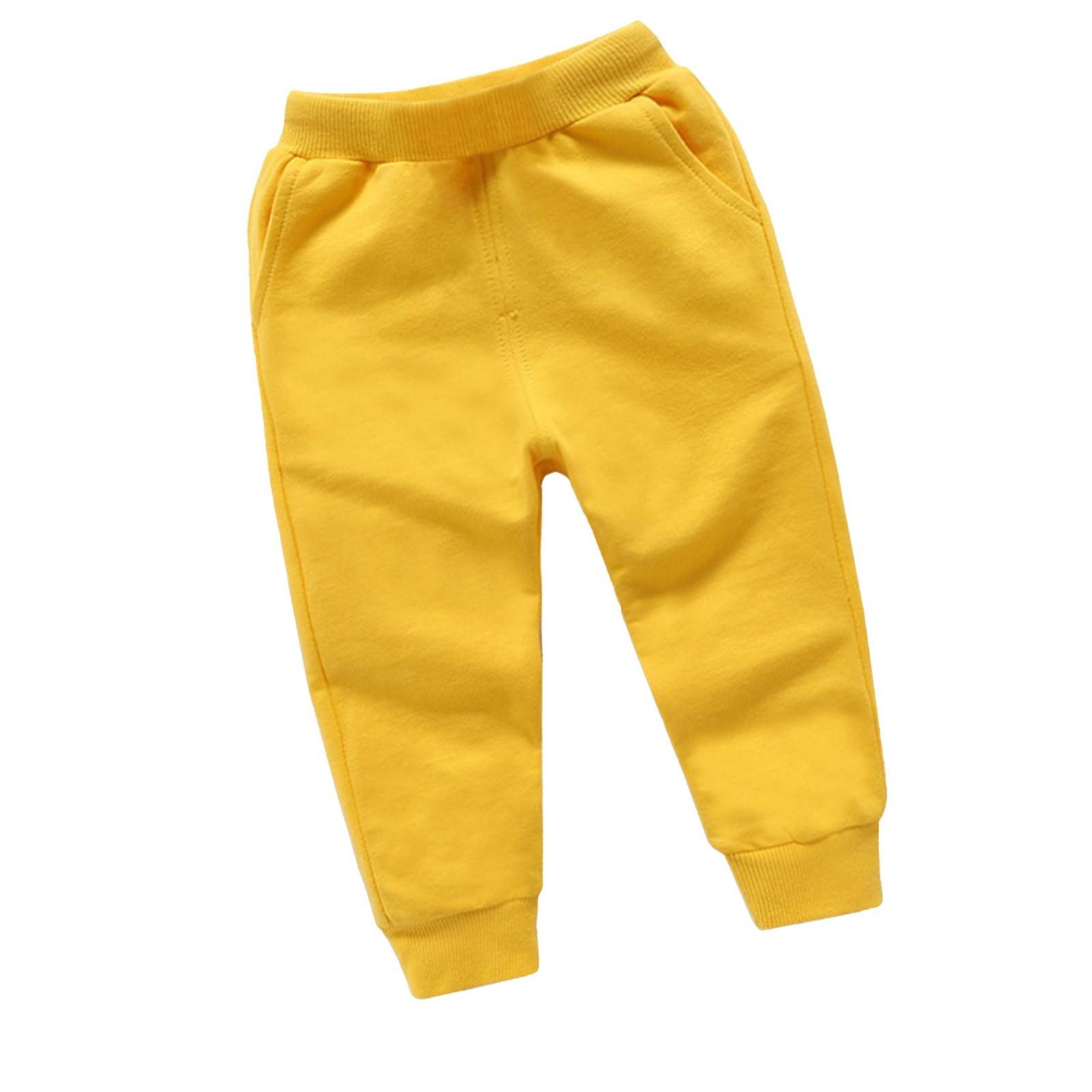 

Зимние однотонные спортивные брюки для мальчиков и девочек, длинные брюки 90 жёлтый