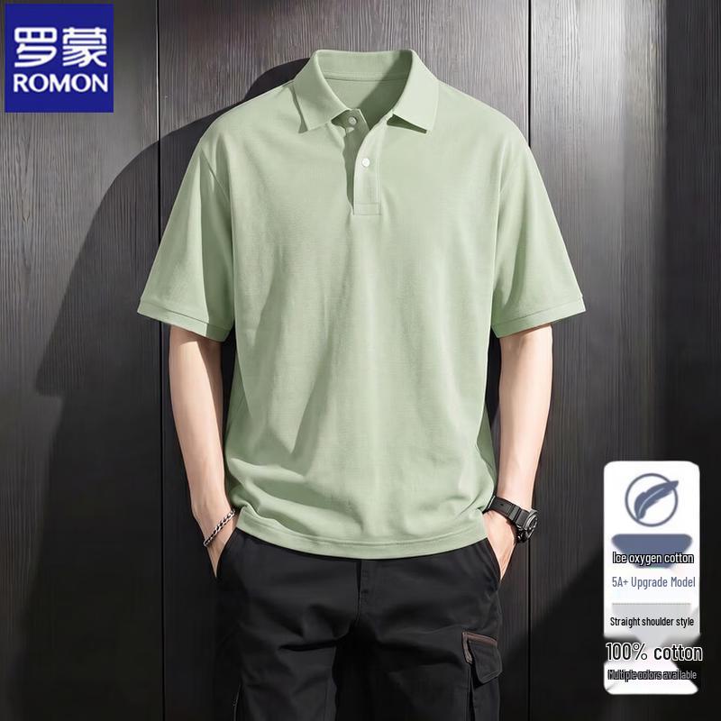 ROMON Men s Pure Cotton Business Casual Polo Shirt 56/3XL яблочный зеленый