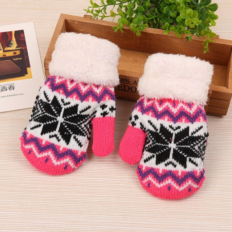 

Новые детские детские теплые перчатки осень и зима начес утолщенные варежки олень вязаные шерстяные пальцы рождественские перчатки About 3-7 years old