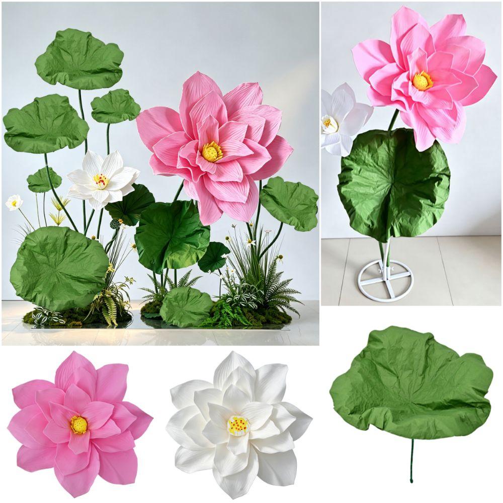 30/40/50CM Lotus Artificial Flowers Decoration Green Leaves Scene Layout Giant Decoration Flowers Lotus Accessories DIY