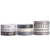YUBBAEX masking tape thin gold foil 8mm width x 10 rolls thin. Suitable gift wrapping DIY crafts notebook decoration (black white).