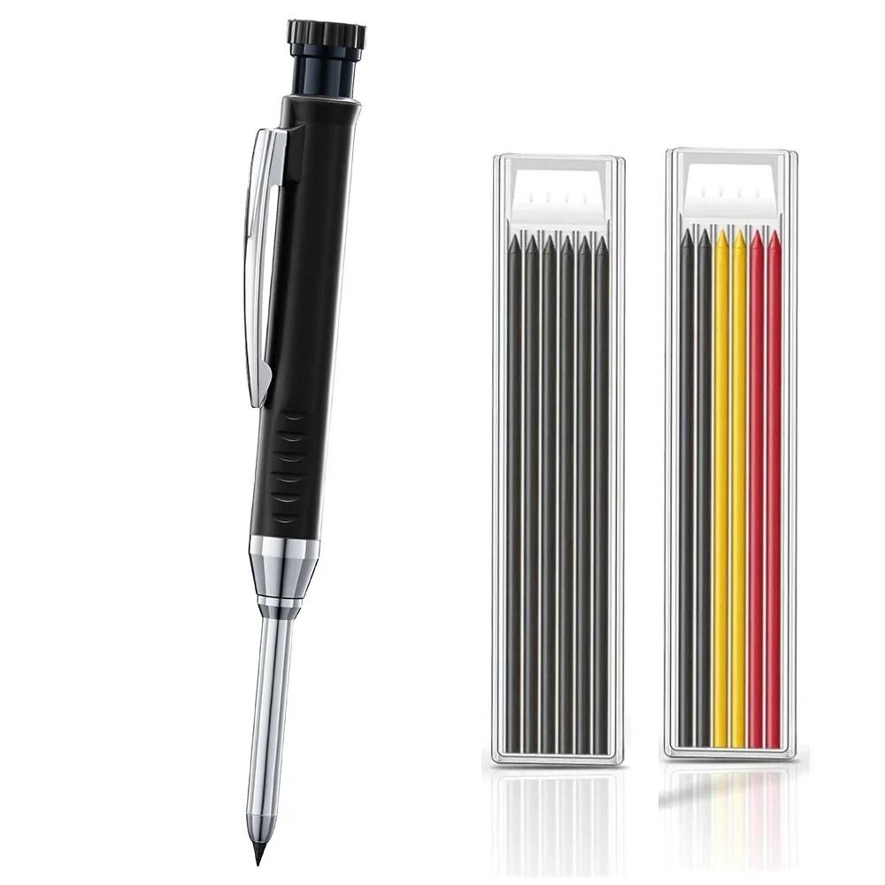 2.8mm Solid Carpenter Pencil Mechanical Pencil with Built-in Sharpener Carpentry Long Head Carpenter Pencil Stationery Supply