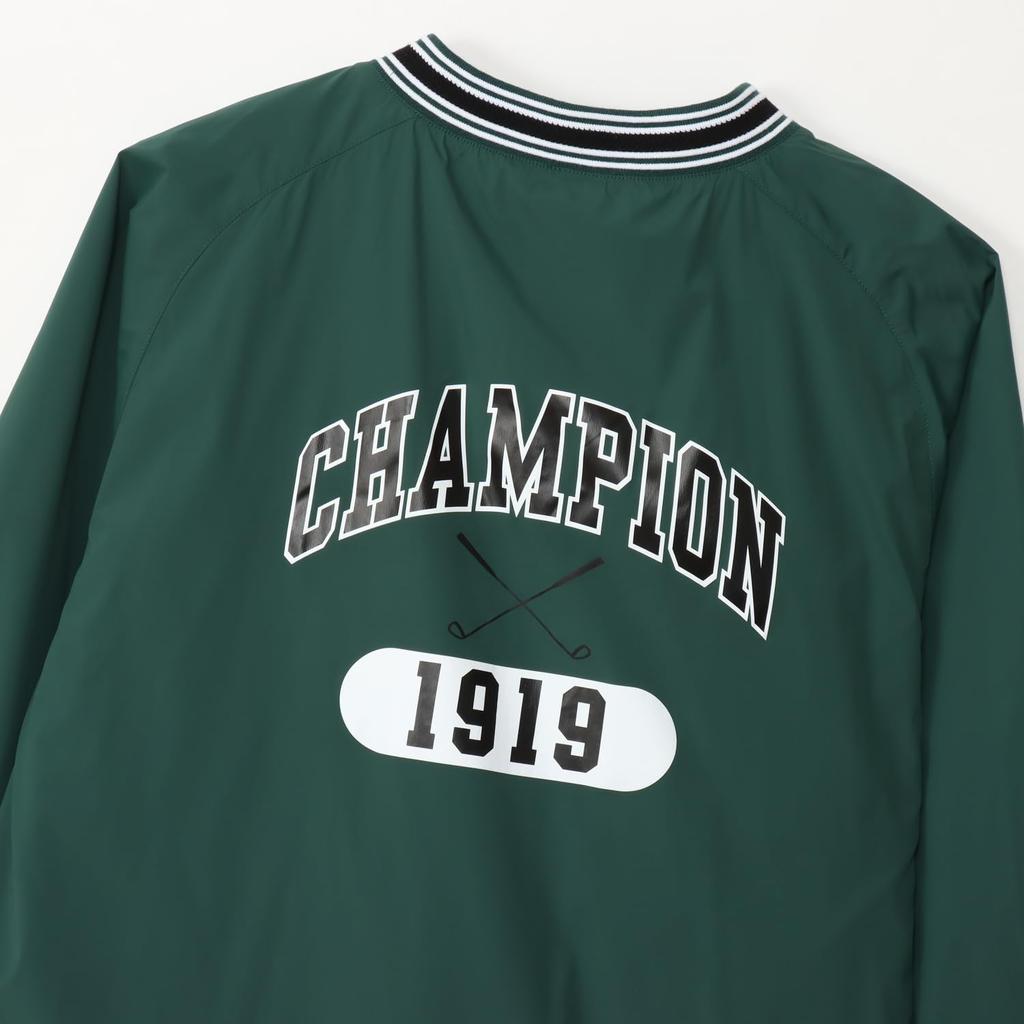 Champion Long Water Graphic Logo Deep Green Outerwear, Sleeve, V-Neck, Warm, Stretch, Repellent, Windproof, Print, Jacket, Golf, C3-AG602, Men's,