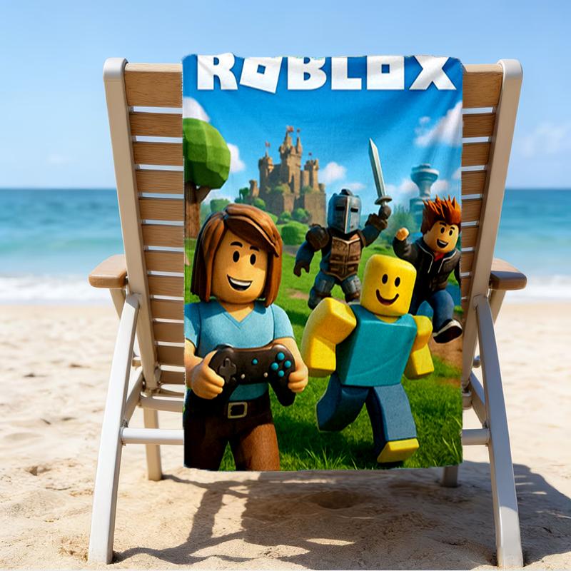 Ultra-Soft Beach Towel with Roblox Theme,Ideal for Pool - Camping, Diving - Perfect Travel Essential, Vibrant Beach Towel.