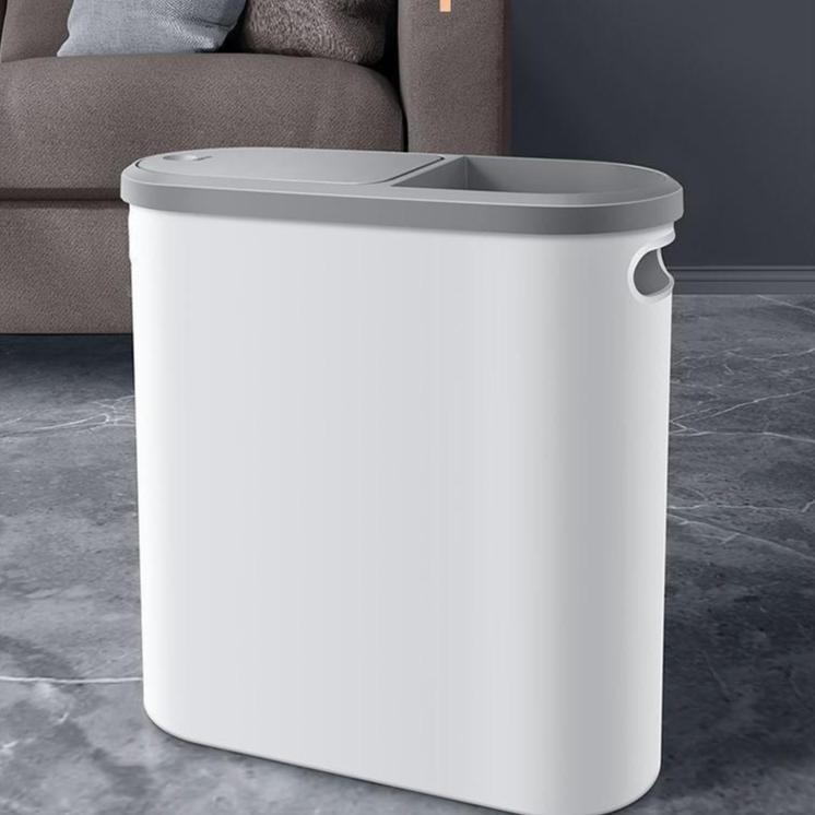 Narrow Gap Trash Can with Lid for Kitchen, Bathroom, and Bedroom KTJ
