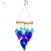 Iron Wind Chimes With Colored Glass For Garden Fish Leaf Design Outdoor Decor Hanging Ornament