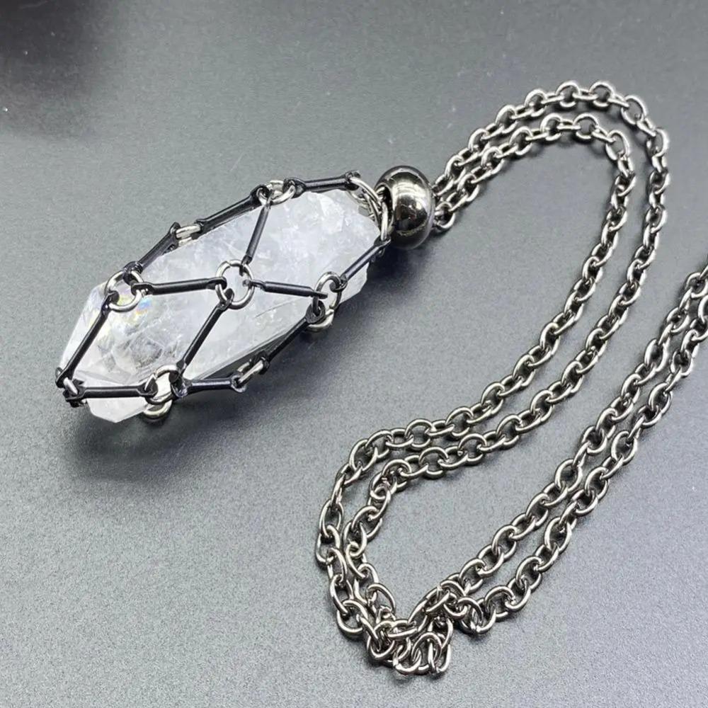 Stone Storage Crystal Cage Necklace Metal Chain Rhinestone Holder Necklace  Gifts