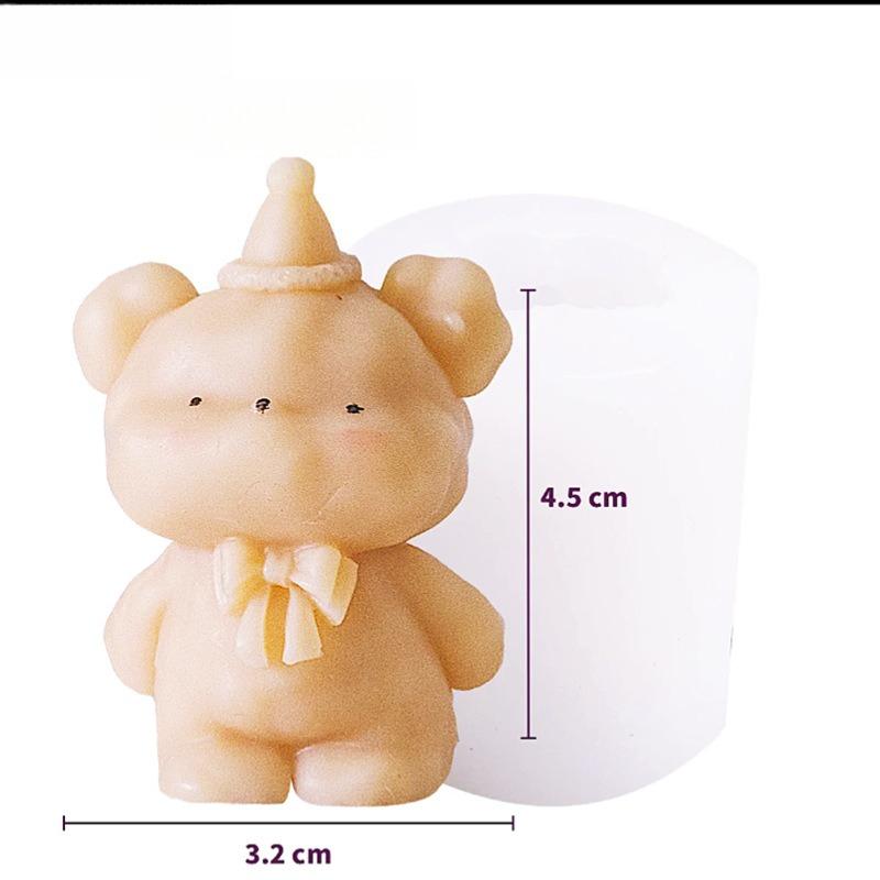 Ins Bear Candle Cake Decoration Cute Bear Baking Silicone Mold
